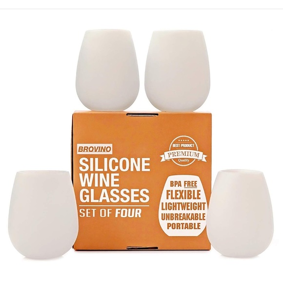 Brovino Silicone Wine Glasses - 4 count - Picture 1 of 6